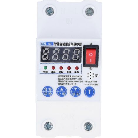 Disjoncteur différentiel intelligent avec réarmement automatique, interrupteur de protection 45mm AC230V 50Hz (1/5)