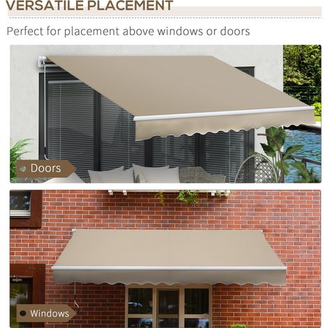 Gelenkarmmarkise Verstellbare Klemmmarkise Terrassenmarkise 3,95 x 3m Sonnenschutz mit Kurbel, Balkonmarkise, Beige