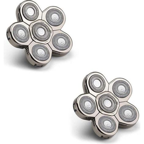 2 cabezales de repuesto para afeitadora eléctrica, 6 cuchillas, corte, calefactado, precisión, para hombre (1/4)