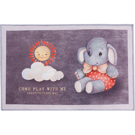 Tapis de sol antidérapant mignon avec motif éléphant, prévention de l'osmose, moquette en velours cristal pour chambre et salle de bain (1/3)