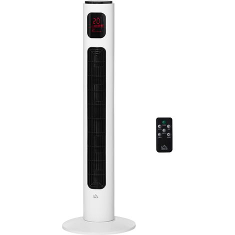 Ventilateur tour silencieux 45W télécommande 3 vitesses 3 modes minuterie 10h oscillation 70° blanc
