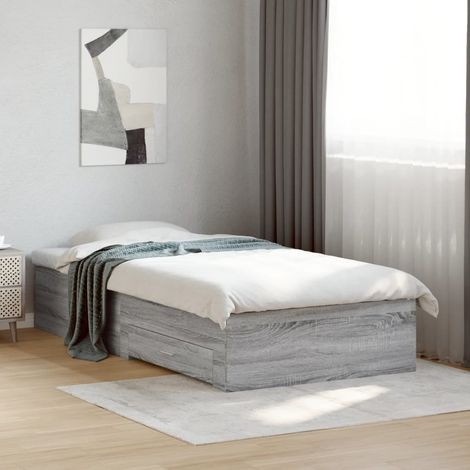 Cadre de lit avec tiroirs sans matelas-Structure de lit avec rangement sonoma gris 90x190 cm 799948 (1/5)