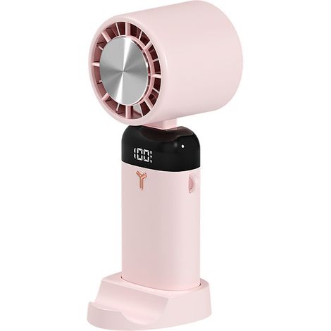 Outdoor Portable Handheld Semiconductor Digital Display Cooling Fan, Mini Desktop Silent Folding Fan - Pink (Cooling Model)