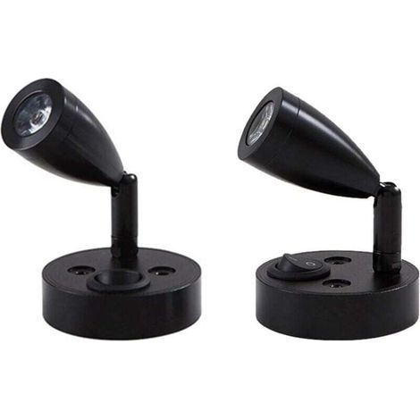 2x 3W 12V Lampe Camping Car, LED Lampe de Lecture pour Bateau Caravane Voiture, avec son Propre Interrupteur, Lumière Blanche Chaude, 3000K, 220lm, 60 100mm, Noir (1/5)