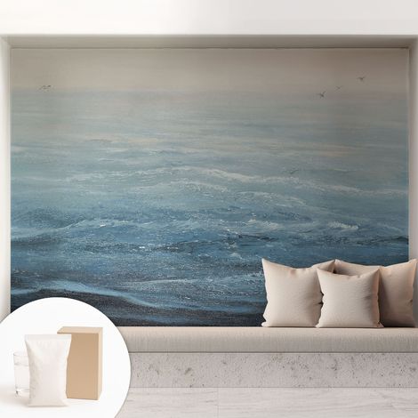 Papier peint intissé avec imprimé pour cuisine facile à appliquer pour mur pour salon a motif - Colle incluse gratuite Mer calme 208x146 cm (1/5)