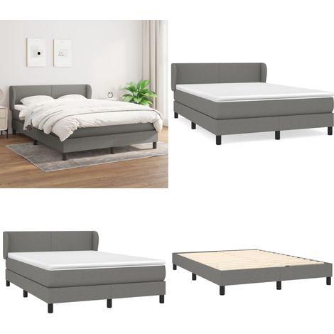 Boxspringbett mit Matratze Dunkelgrau 140x200 cm Stoff - Boxspringbett - Doppelbett - Bettenrahmen - Lattenrost - Matratze - Home & Living (1/5)