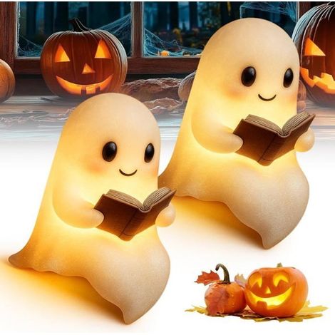 Générique Veilleuse Halloween Decoration Lampe de Lecture Fantôme Mignonne Murale Veilleuse LED 3D,2PCS(9.5x8.5x14cm+15x11.5x21cm)
