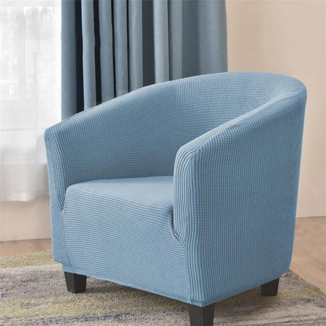 Extensible Housse de Fauteuil Chesterfield Jacquard Couleur Unie 1 Place Housse de Canapé Salon Club Facile à Installer et à Laver Couverture de Fauteuil(Bleu Denim​) (1/5)