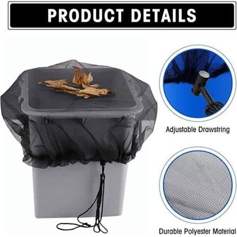 Filet de protection pour citerne d'eau de pluie - FOLAYA - Ø 120 cm - Noir - Pack étiqueté (1/4)