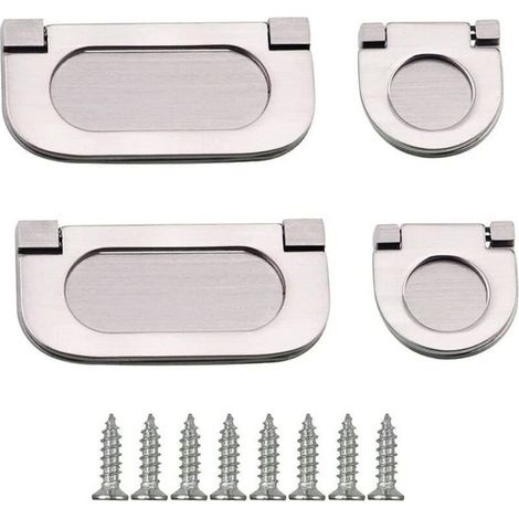 Lot de 4 Poignées Tiroir Invisibles 35/75mm Poignées Meuble avec Vis pour Armoire Cabinet Commode Argent (1/5)