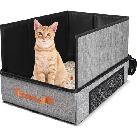 Bac A Litiere De Voyage Pour Chat Avec Couvercle,Bac À Litière Pour Chat Pliable,Portable Pour Chats 50X40X13Cm,Imperméable,[CA142] (1/5)