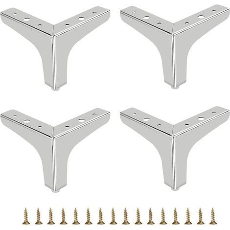 10cm Pied de canapé en métal 4 pcs Pieds de meuble modernes Pieds de meuble de canapé Pieds de rehausseur de meubles Pieds de rechange pour meuble TV Canapé Placard, Argent (1/5)