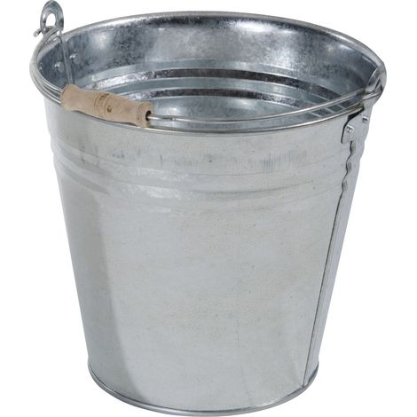 VERDELOOK Secchio in Zinco Rinforzato con Impugnatura in Legno, Capienza 12 Litri, Diametro 31 cm, Altezza 29 cm, Secchio Multifunzionale, Secchio per Acqua, Mangimi, Cenere (1/5)