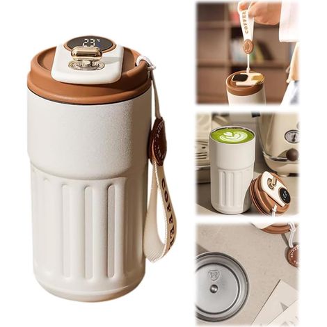 Bouteille isotherme avec affichage de la température, mug isotherme pour café à emporter, bouteille isotherme à café avec affichage de la température, mug isotherme