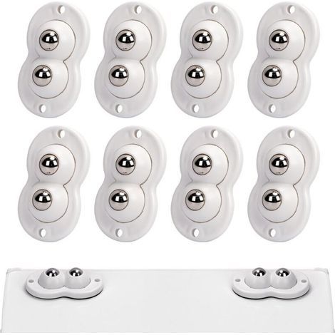 8 Pcs Petite Roulettes pour Meubles Adhésives Transfert à Double Balle Rotation à 360 Degrés Roue Universelle pour Poubelles Boîtes Petit Meuble Blanc (1/5)