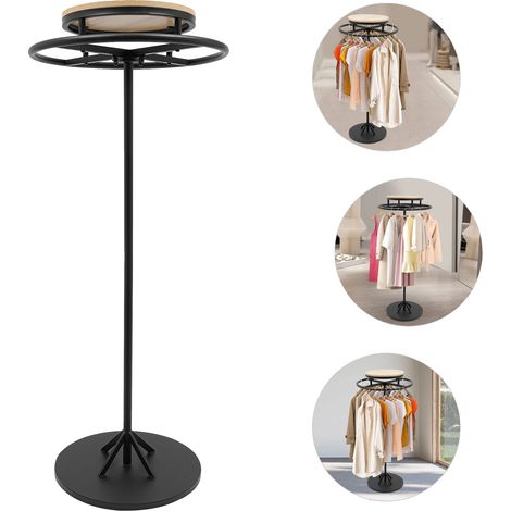 Perchero, Estructura metálica, Rotación de 360°, Dimensiones 60x60x140 cm, Materiales ecológicos, Ofrece un almacenamiento eficiente (1/5)