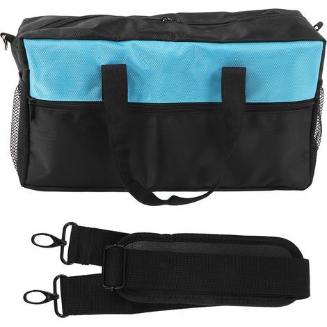 Sac à outils robuste en tissu Oxford à large bouche, sac à outils pour électricien avec poches, organisateur de rangement, noir bleu 14 pouces (1/5)