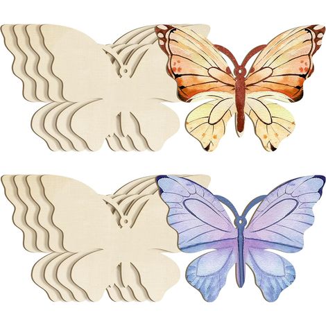 Ornement En Bois - Disque Rond Non Finition 17.8 cm - Papillon - Pour Décoration Artisanale et Peinture - 10 Pièces (1/5)