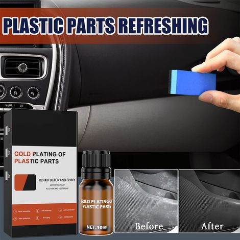 Kit de 8 agents d'entretien plastique auto 10ml, coating cristal longue durée pour pièces intérieures véhicule, avec éponge applicatrice. (1/5)