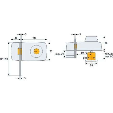 Abus 532788 7035 S Verrou de porte avec cylindre intérieur et extérieur et entrebâilleur Argenté