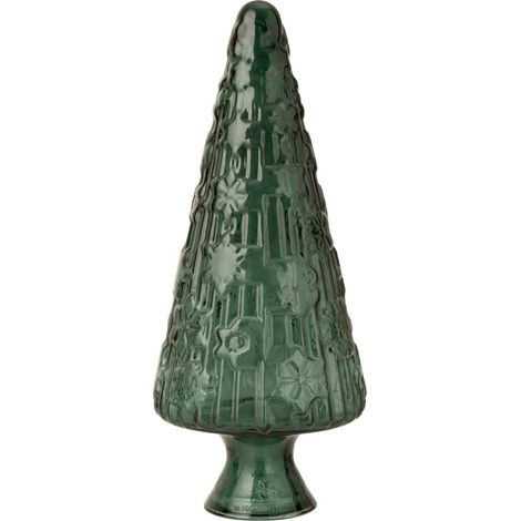 Sapin de Noël en Verre "Cône" 85cm Vert Foncé