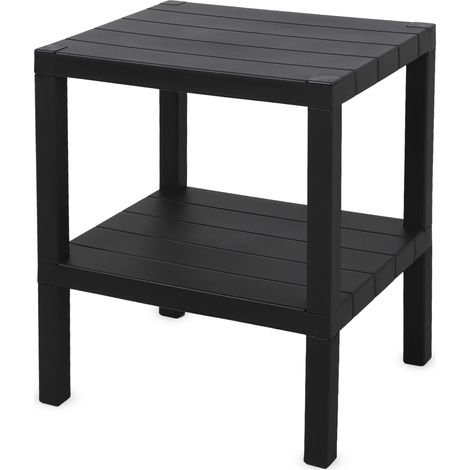 Kunststoff Beistelltisch klein in anthrazit mit 2 Ablagen - 45 x 38 cm - Standregal rechteckig mit 2 Ebenen