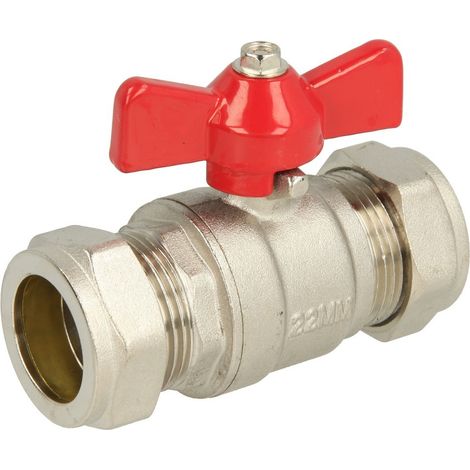 Le Sanitaire – Robinet à bille laiton 22 mm – Raccord de serrage double – Température de service 120°C – Pression PN25 – Convient eau potable