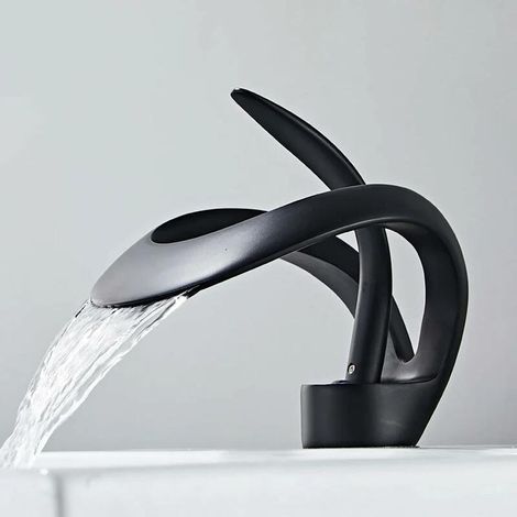 Mitigeur lavabo cascade salle de bain,robinet monocommande réglable avec vanne céramique (1/5)