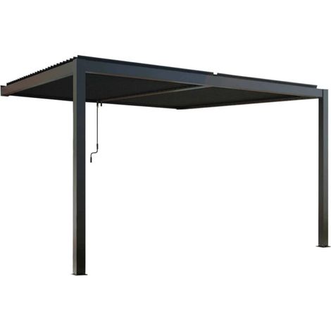 gazebo pergola bioclimatica da esterno addossata elica garden antracite in alluminio - 3x4 m (1/4)