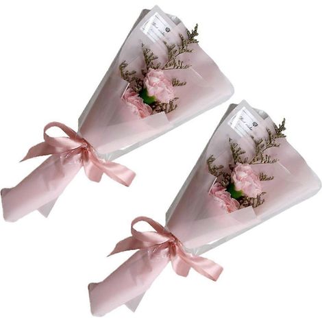 Bouquet de fleurs artificielles roses stabilisées, petit bouquet, idéal pour la Saint-Valentin, décoration intérieure (lot de 2). (1/5)