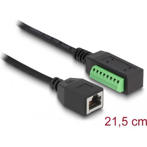 Delock Cable RJ45 de Cat.5e hembra a adaptador de bloque de terminales 21,5 cm