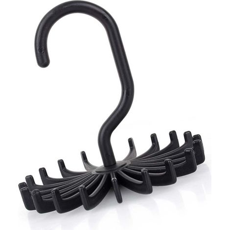 Verstellbarer, drehbarer Accessoirehalter mit 20 Haken für Krawatten, Gürtel und Schals, Kleiderschrank-Organizer aus PP-Kunststoff (11 x 0,5 x 12 cm), weiß oder schwarz (1/5)