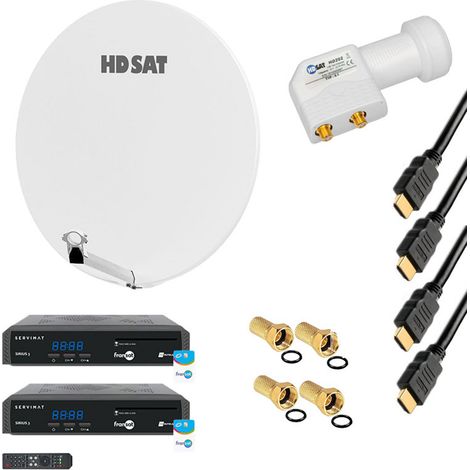 Pack Parabole satellite fibre 85cm avec 2x Récepteurs FRANSAT + LNB single (1/4)
