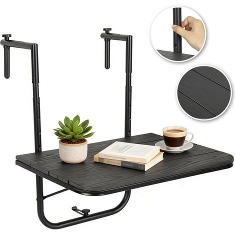 Wolketon Balkonhängetisch ,Gartentisch klappbar, Hängetisch 4-stufig höhenverstellbar, Balkontisch bis 40kg belastbar, Klapptisch Metall,Balkon Tisch