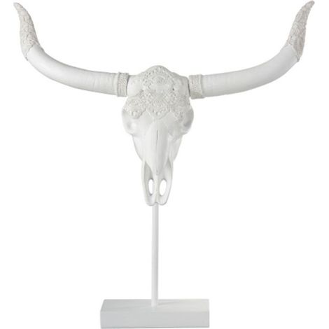 Statue Déco en Résine "Crane" 55cm Blanc