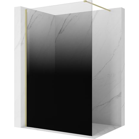 Mexen Kioto Duschwand Walk-in 140 x 200 cm, Ombre Schwarz 8 mm, Gold Gebürstet - 800-140-101-55-76 (1/5)