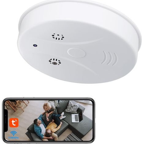 Caméra Cachée WiFi, 2,4/5G Mini Camera Espion sans Fil HD Détecteur de Fumée, HD 1080P Micro Camera Espion avec Vision Nocturne/Détection de Mouvement (1/5)