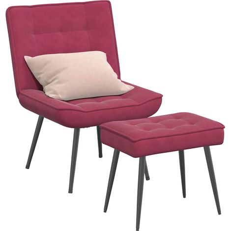 Relaxsessel mit Hocker Weinrot Samt vidaXL577820 (1/5)