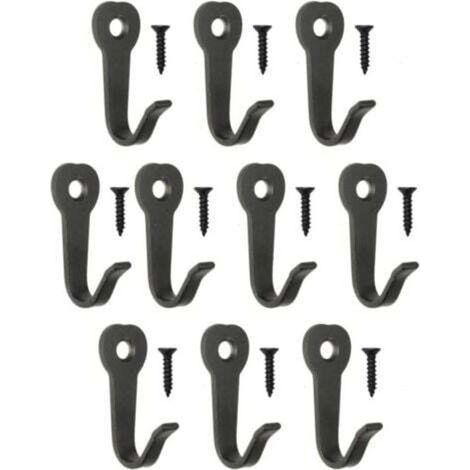 Classic Black Iron Hooks (Pack of 10) - 40 x 22 mm - Vintage Country Style (1/4)