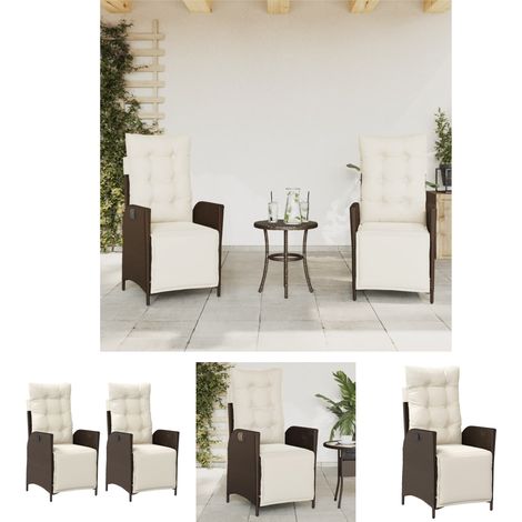 The Living Store Gartensessel mit Fußteil 2 Stk. Verstellbar Braun Poly Rattan - Gartenstühle (1/5)