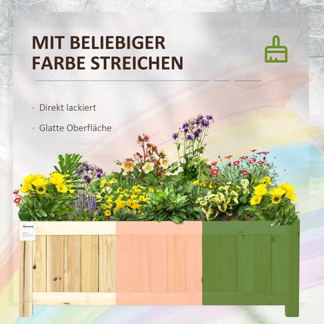 Bac à plantes pliable en bois massif 70x30x25 cm pour jardin, terrasse et balcon (1/5)