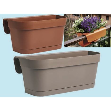 VASO BALCONIERA B-SMART CON SOTTOVASO VASI IN RESINA DA BALCONE 52370V CM 36 TORTORA (53372) (1/5)