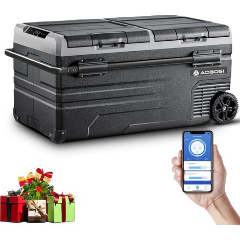 95L Glaciere Electrique Double Zone,Glaciere a Compression WiFi APP,12 V/24 V et 100-240 V Frigo Camping, -20 ℃ à 20 ℃, pour Voiture, Camion, Bateau, Camping, Car, Caravanes, Voyageant, Maison [Classe