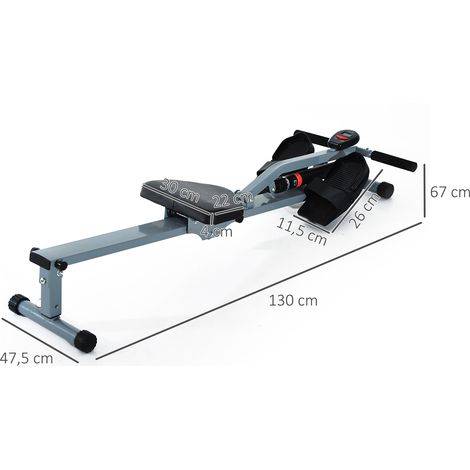 Máquina de remo con LCD, acero y PVC, gris, 130 x 47,5 x 67 cm HAVRYA (1/5)