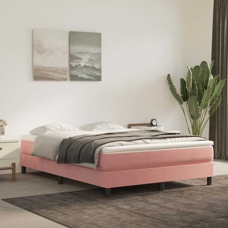 Sommier à ressorts de lit - Sommier pour Adulte et Enfant - Rose 140x190 cm Velours BV103042 - BonneVie (1/5)