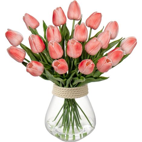10 Stück Künstliche Tulpen Latex Blumen Real-Touch Deko 34cm Home (1/5)