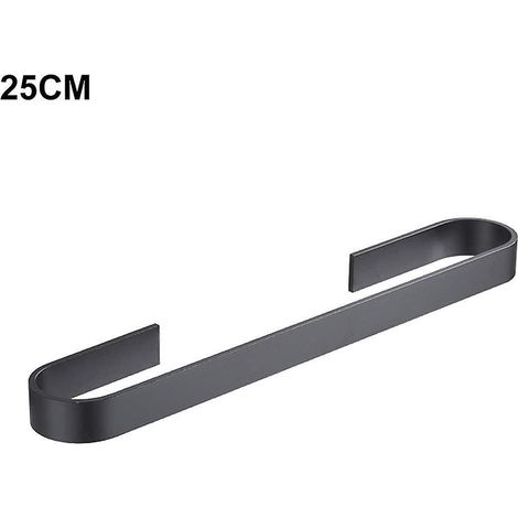 (noir, Taille : 25 Cm) Porte-serviettes Sans Perage Pour Salle De Bain, Cuisine, En Aluminium Avec Autocollant Adhsif (1/5)