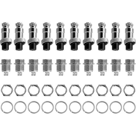 Packung mit 10 M12 4-poligen 12-mm-Luftfahrtsteckverbindern, männlich und weiblich, runde Form, für elektrische Kabelverteiler. (1/5)