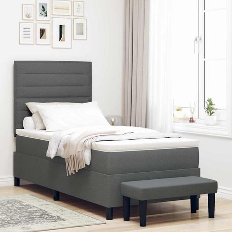 Boxspringbett mit Kopfteil Dunkelgrau 100 x 200 cm Stoff