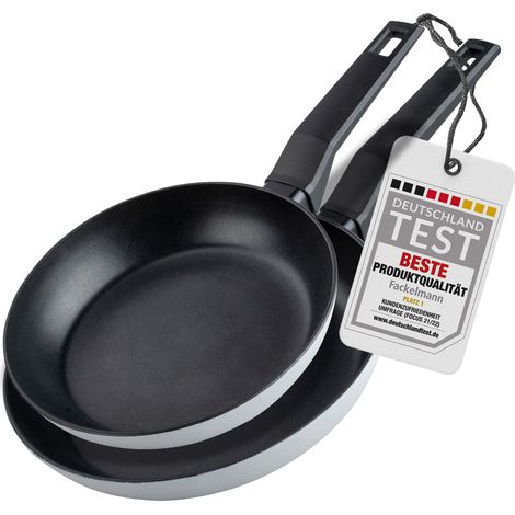 Lot de 2 poêles à frire - Balance 20 + 24 cm - Anti-adhésives - En aluminium 90% recyclé - Avec poignée ergonomique en plastique - Avec revêtement à induction pour la cuisson (1/5)